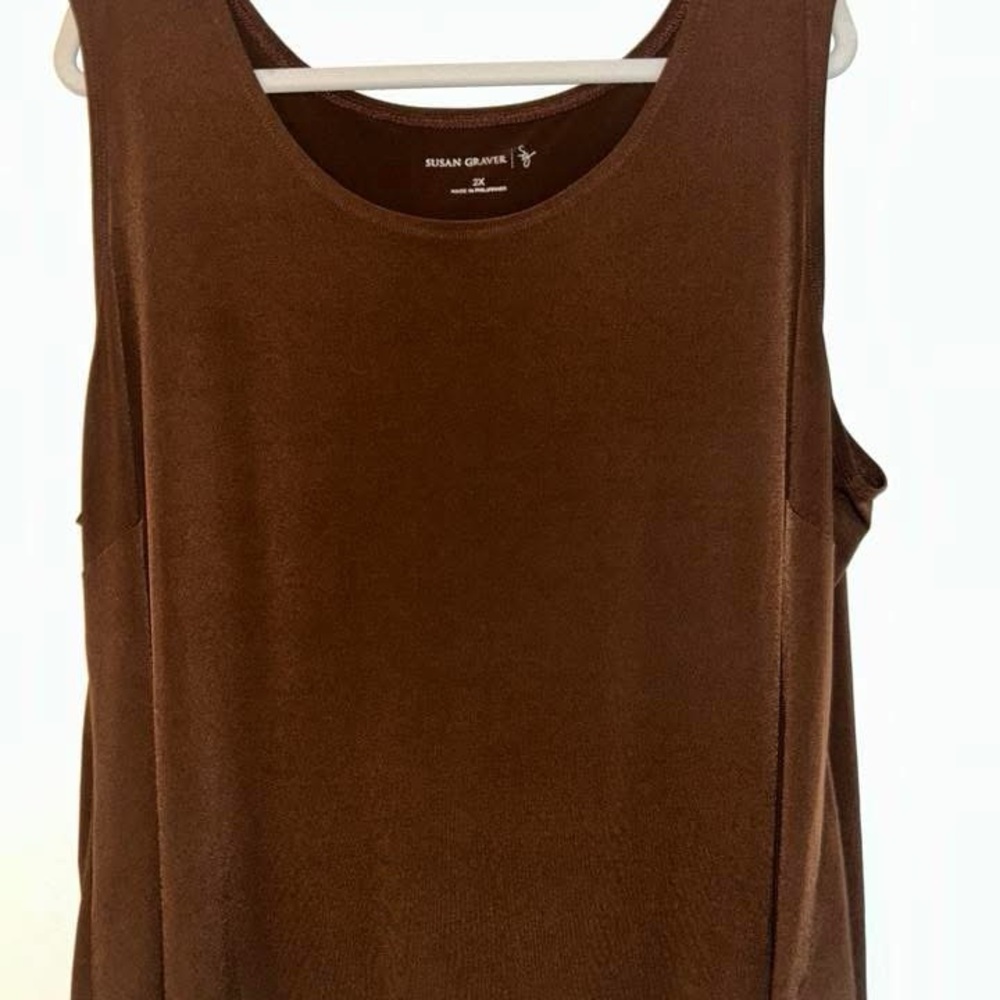 Susan Graver Brown Sleeveless Tank Top